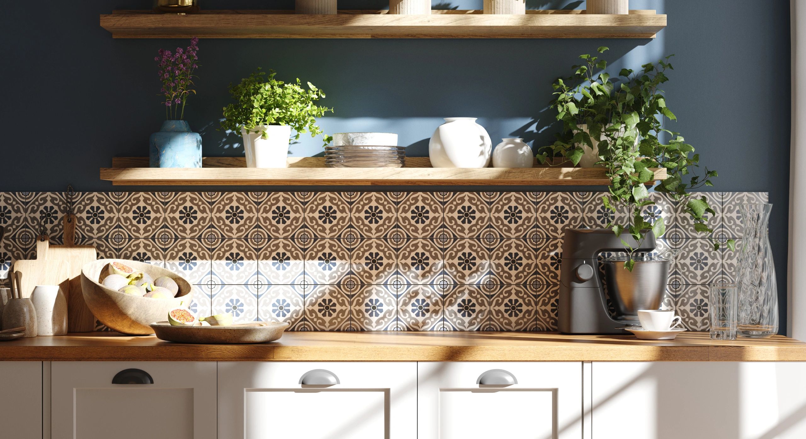 Cozy kitchen interior with clean painted surfaces